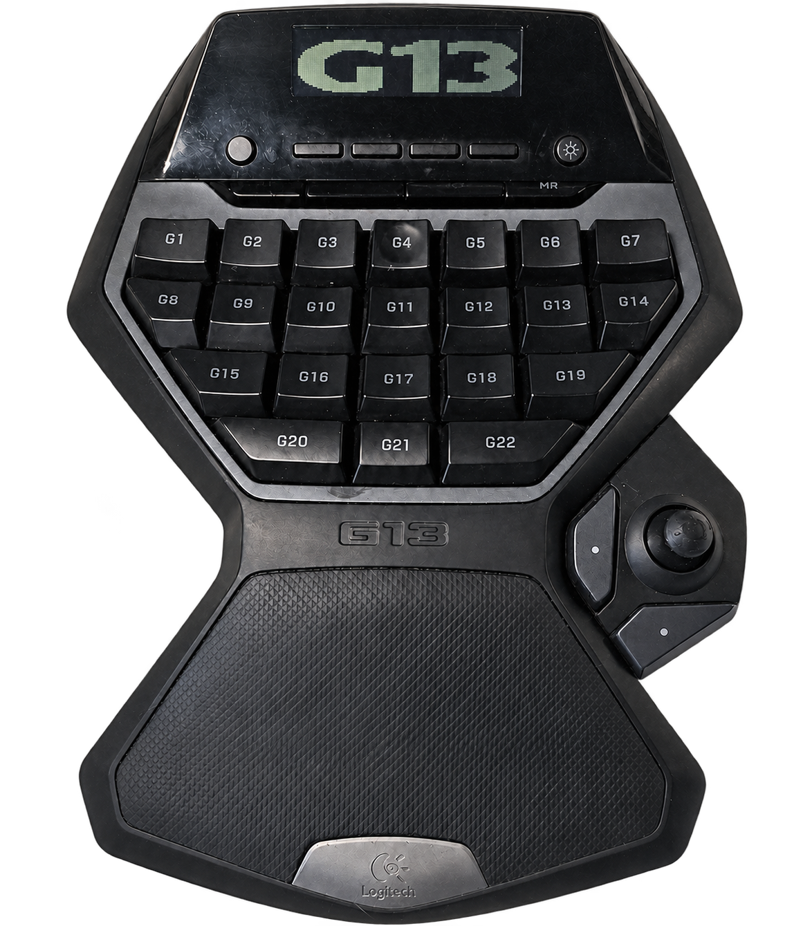 Logitech G13 gaming keypad; the selected example key is highlighted on its photo