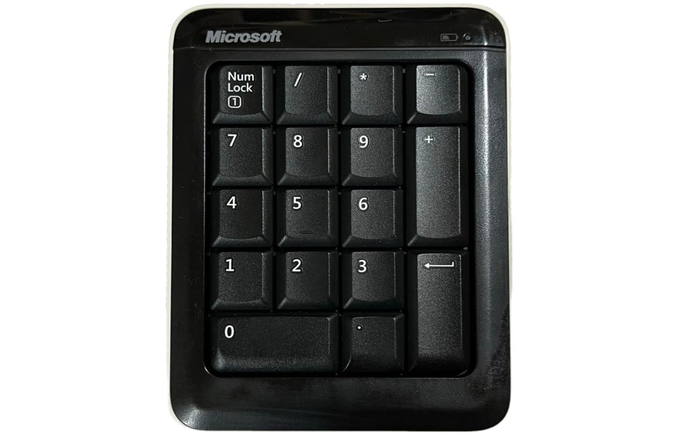 Microsoft Bluetooth Number Pad with its physical numeric-key arrangement